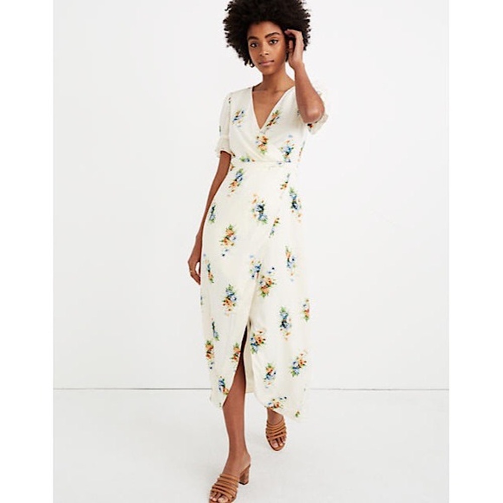 Madewell White Ruffle-Sleeve Maxi Dress‎ in Classic Corsage Size 4P